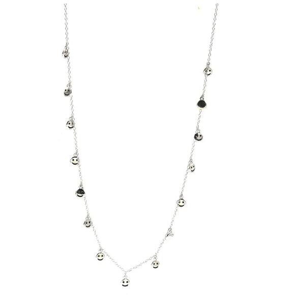 Happy Face Charm Necklace 925 Sterling Silver adjustable Necklace to choker - Picture 1 of 7
